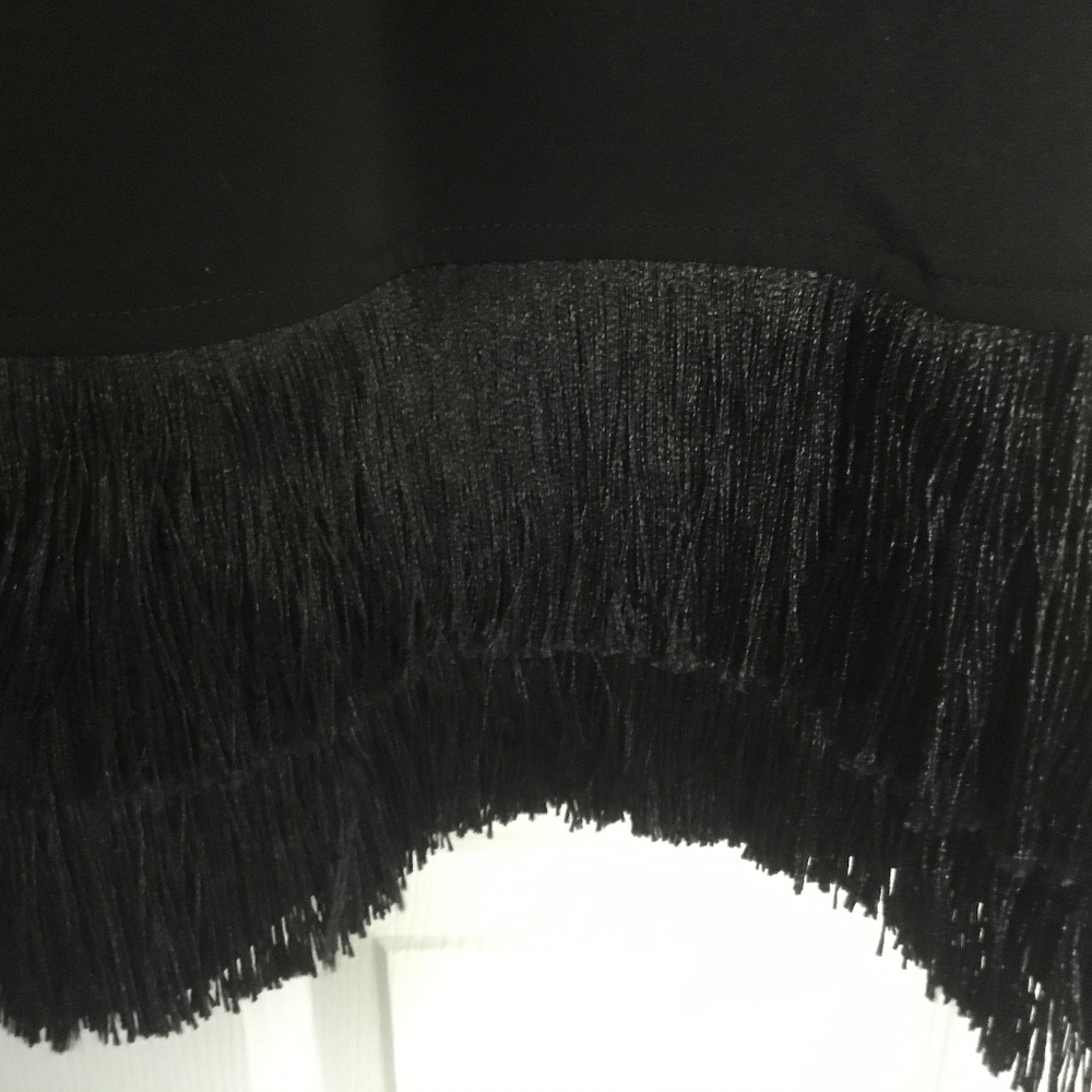 Groovy Black flared double tiered double fringed boho pants size Large NWT - Picture 3 of 5